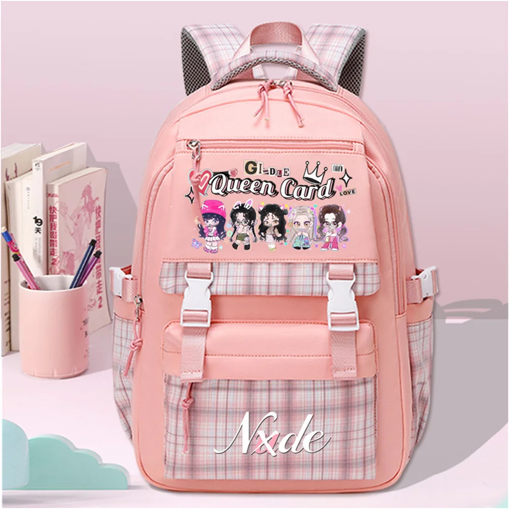 Kpop (G) Sac à Dos I-DLE Sac d'École Étudiant Grande Capacité Sac de Voyage Fille I LOVE Album ata Yeon Minnie SoYeon Cadeau GérCollection