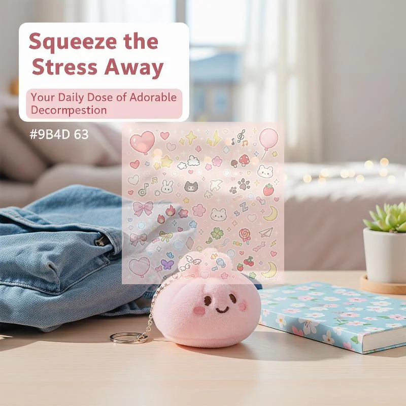 Simulated Plush Steamed Bun  Fidget Toy Soft Keychain Office Stress Relief Squeeze Bag Pendant Anxiety Relief Funny Gift