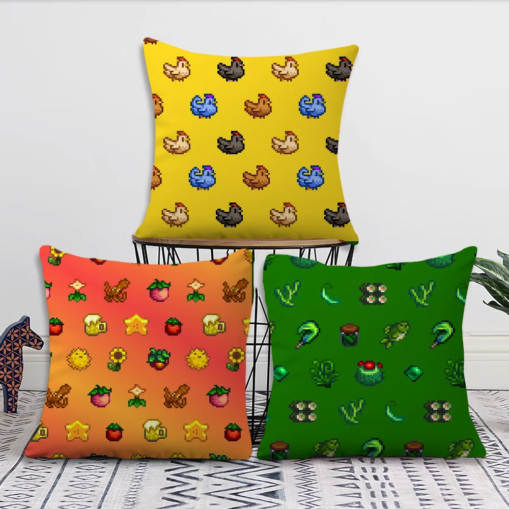 غطاء وسادة كلاسيكي Game Pixel S-Stardew Valley غطاء وسادة ناعم لأريكة غرفة المعيشة ديكور المنزل والمكتب أغطية حماية