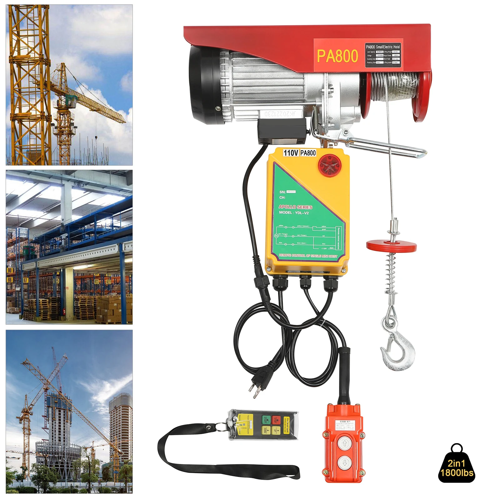2 In 1 Electric Hoist 1800lbs - Pull Up Bar Tower 评论和价格
