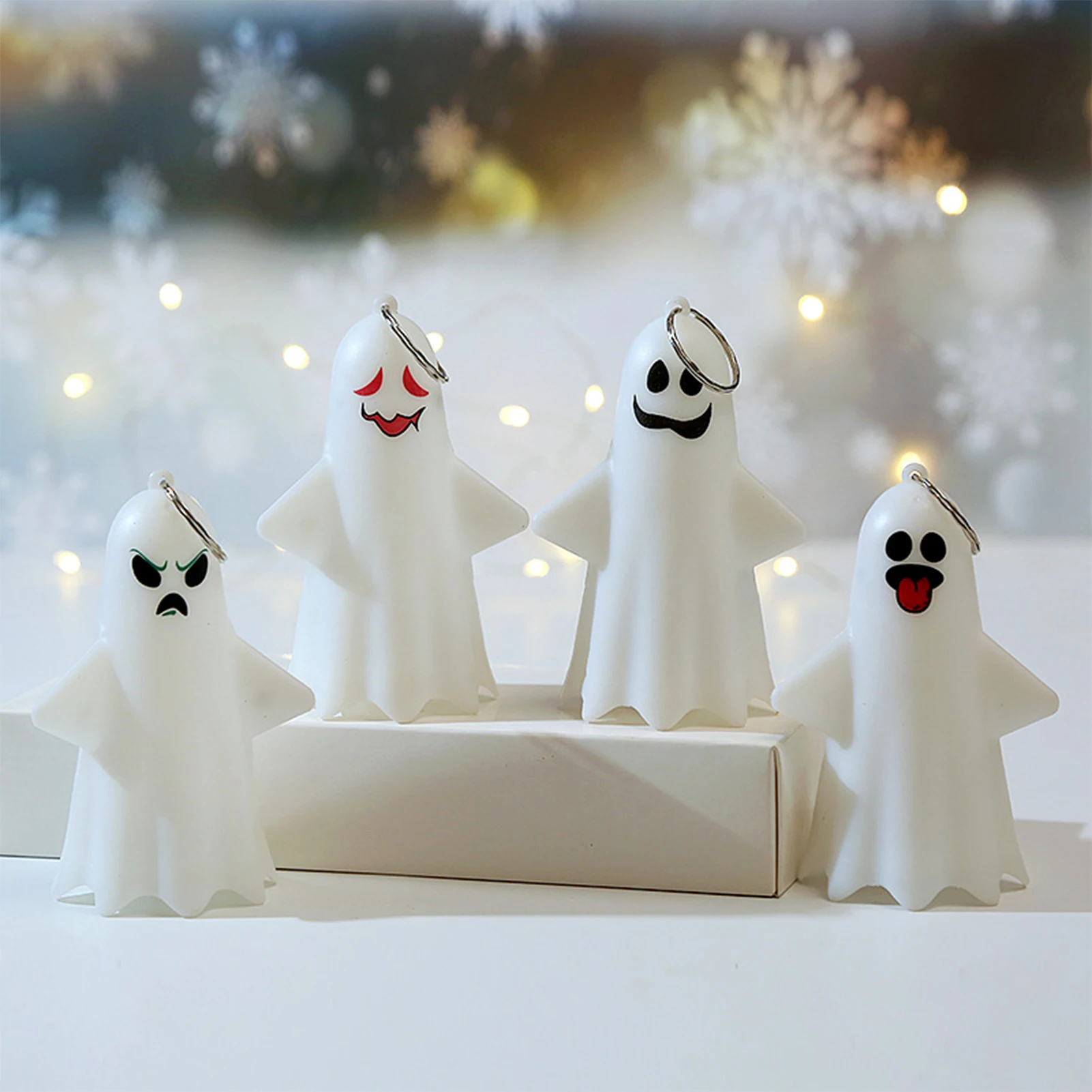 Carrying Little Ghost Nightlight Halloween Decorative Figurine Prop for Autumn Fall Harvest Thanksgiving