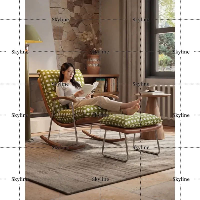 for Mairhk Medieval Rocking Chair Living Room Balcony Backrest Italian Home Lazy Leisure Fabric Single Sofa Recliner