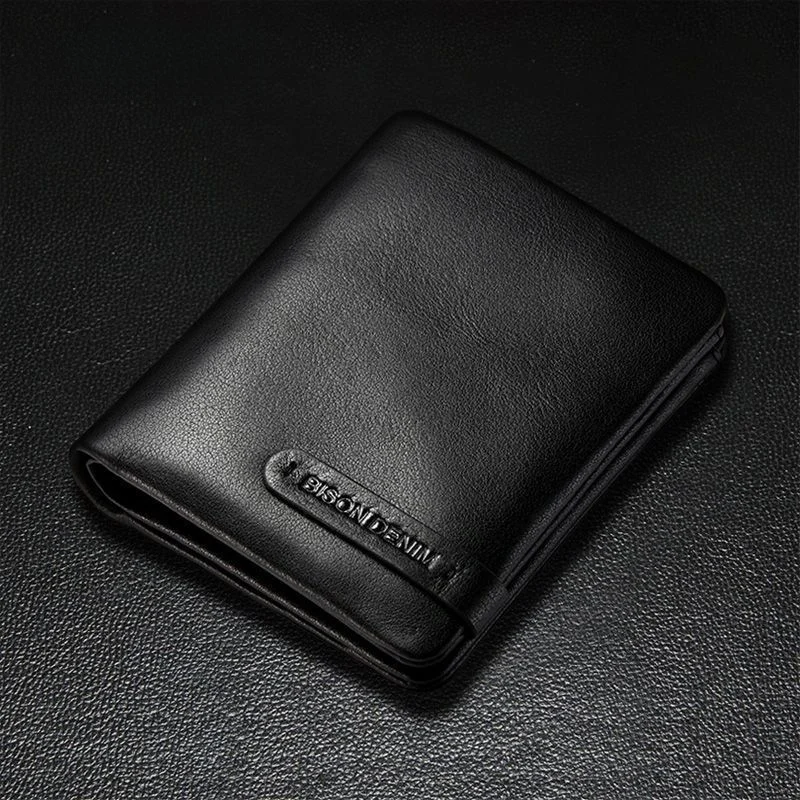 american-bison-ort-wallet-men's-genuine-soft-top-layer-cowhide-leather-multi-card-slot-money-clip-with-zipper