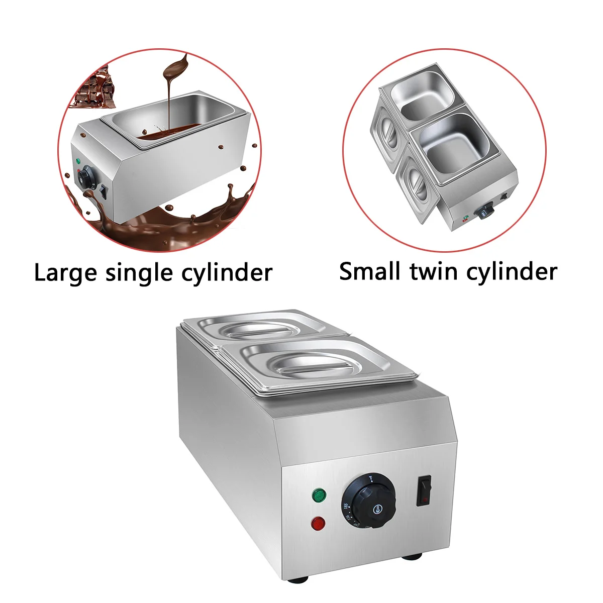 آلة ذوبان الشوكولاتة الكهربائية التجارية ذات الأسطوانة المزدوجة آلة تسخين الشوكولاتة بالحليب الأجهزة المنزلية للمطبخ