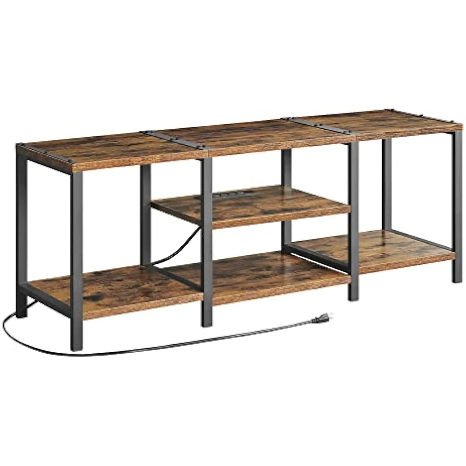 

TV Stand with Charging Station for TVs up to 65 Inches, 3 Tier Media TV Entertainment Center with Storage Shelf, Industrial TV