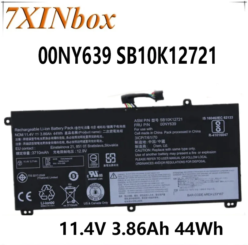 

7XINbox 11.4V 3.86Ah 44Wh Original 00NY639 SB10K12721 Laptop Battery For Lenovo Thinkpad T550 T560 W550S P50S 45N1741 45N1743