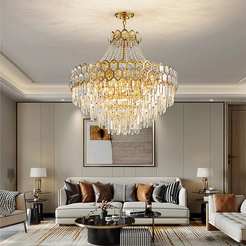 

Luxury Chandelier Lighting Nordic Crystal Hanglamp Villa Duplex Decoration Living Room Lampe Lustres Led Cristal Light