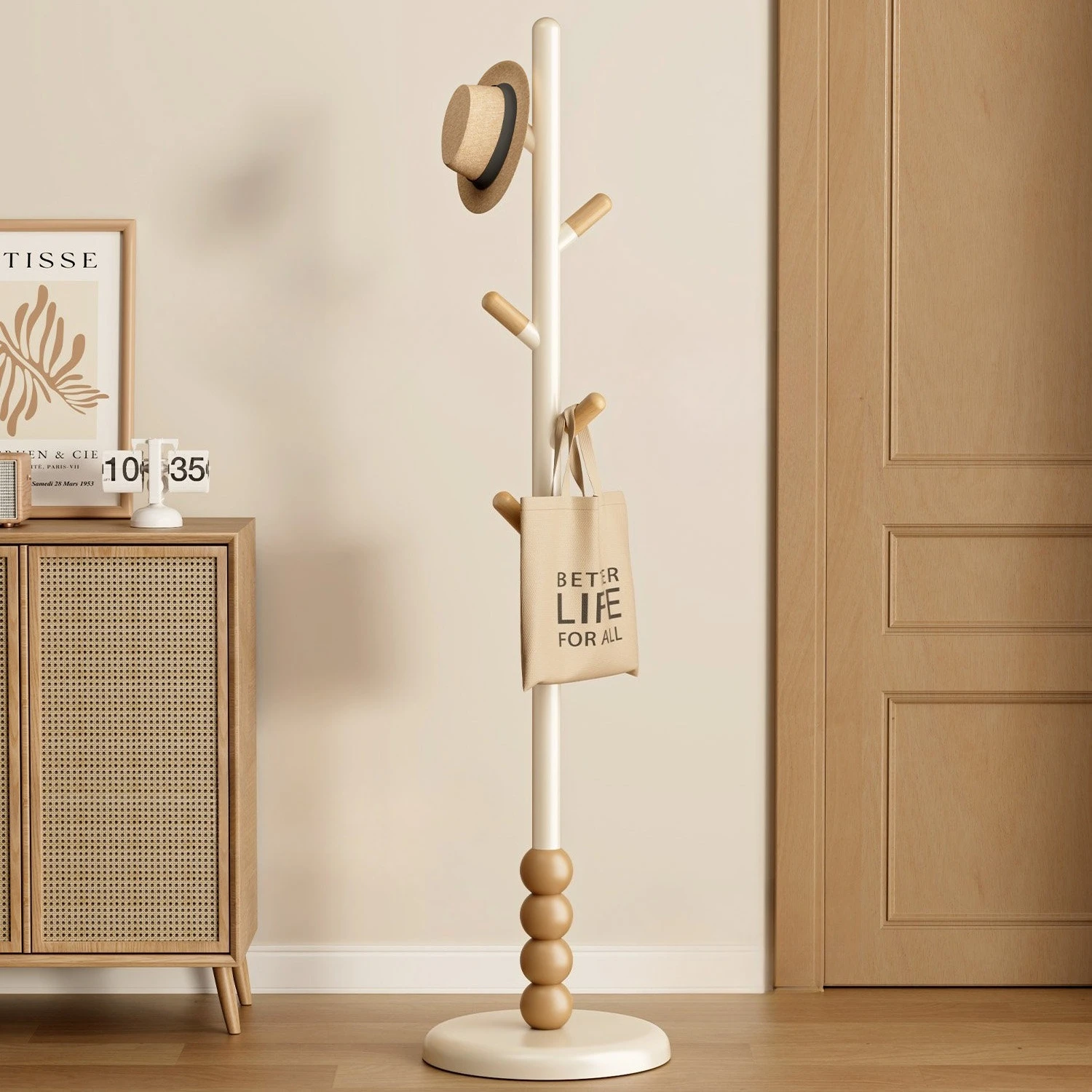Elegant Home Coat Rack Floor Standing Clothes Hanger Storage Organizer for Bedroom
