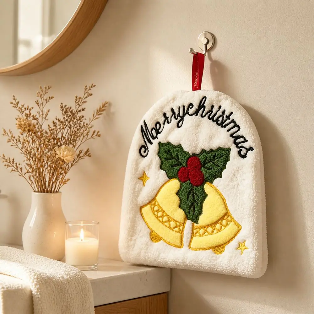 Water Absorption Christmas Hand Towels Quick-drying Hanging Santa Claus Hand Towel Coral Fleece Christmas Tree Handkerchiefs