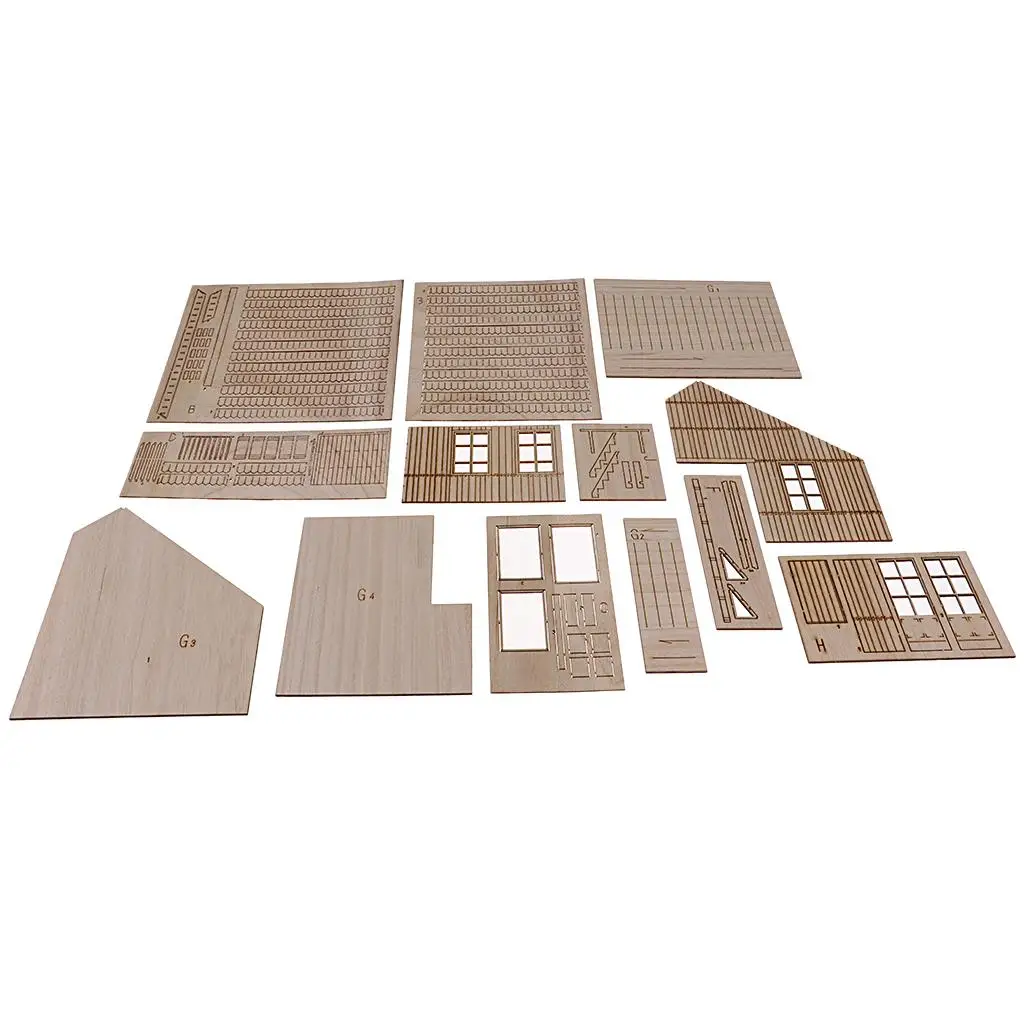 Miniature DIY Building Kit 1/35 Scale House Model Wood Material for Dioramas for Hobbyist