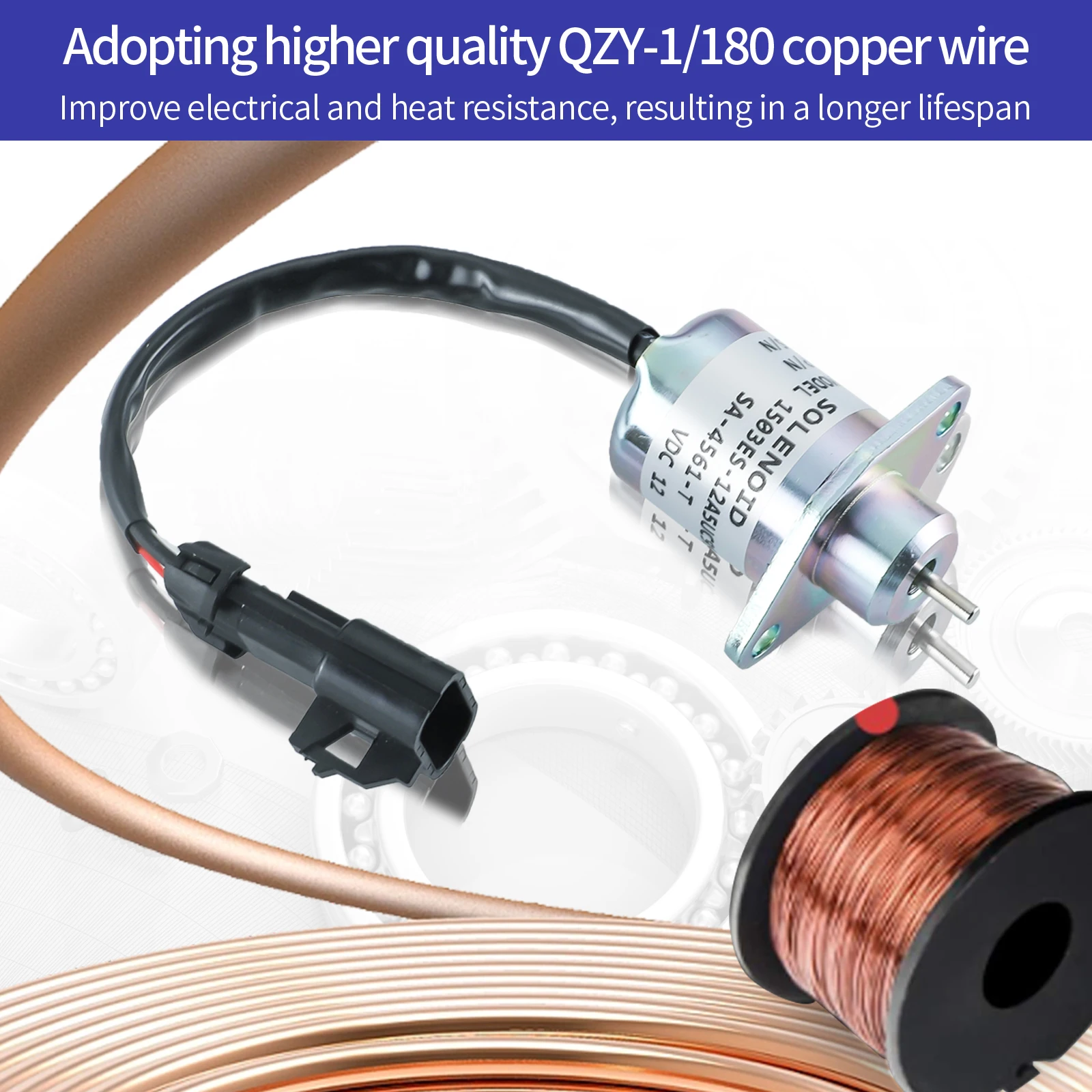 Solenoide de apagado de combustible de 12V SA-4561-T 1503ES-12A5UC9S para solenoide de parada de motor diésel Kubota V1505 D1505 25-15230-01