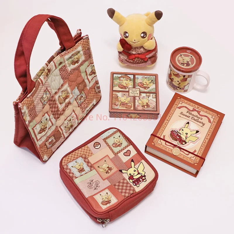 

PokéMon Pikachu Sweet Delivery Toy & Ceramic Mug Set Handbag Storage Bag Cute Model Doll Toys Collection Gift