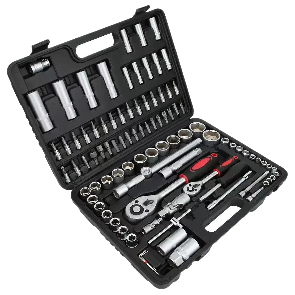 

High Quality Chrome Plated 94-Piece Multi-Function Tool Set for Household Auto Bicycle Motorcycle Repair Tool Set Box