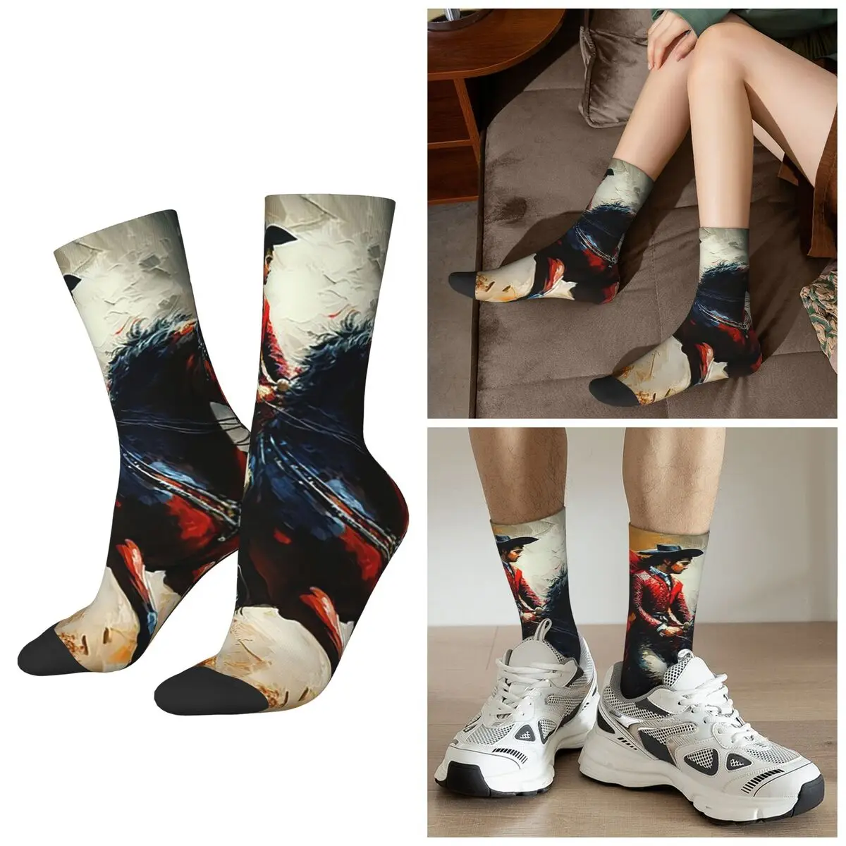 

Носки с рисунком испанского тореадора в стиле масляной живописи на все сезоны, модные носки в стиле Харадзюку для мужчин и женщин, подарки на День святого Валентина