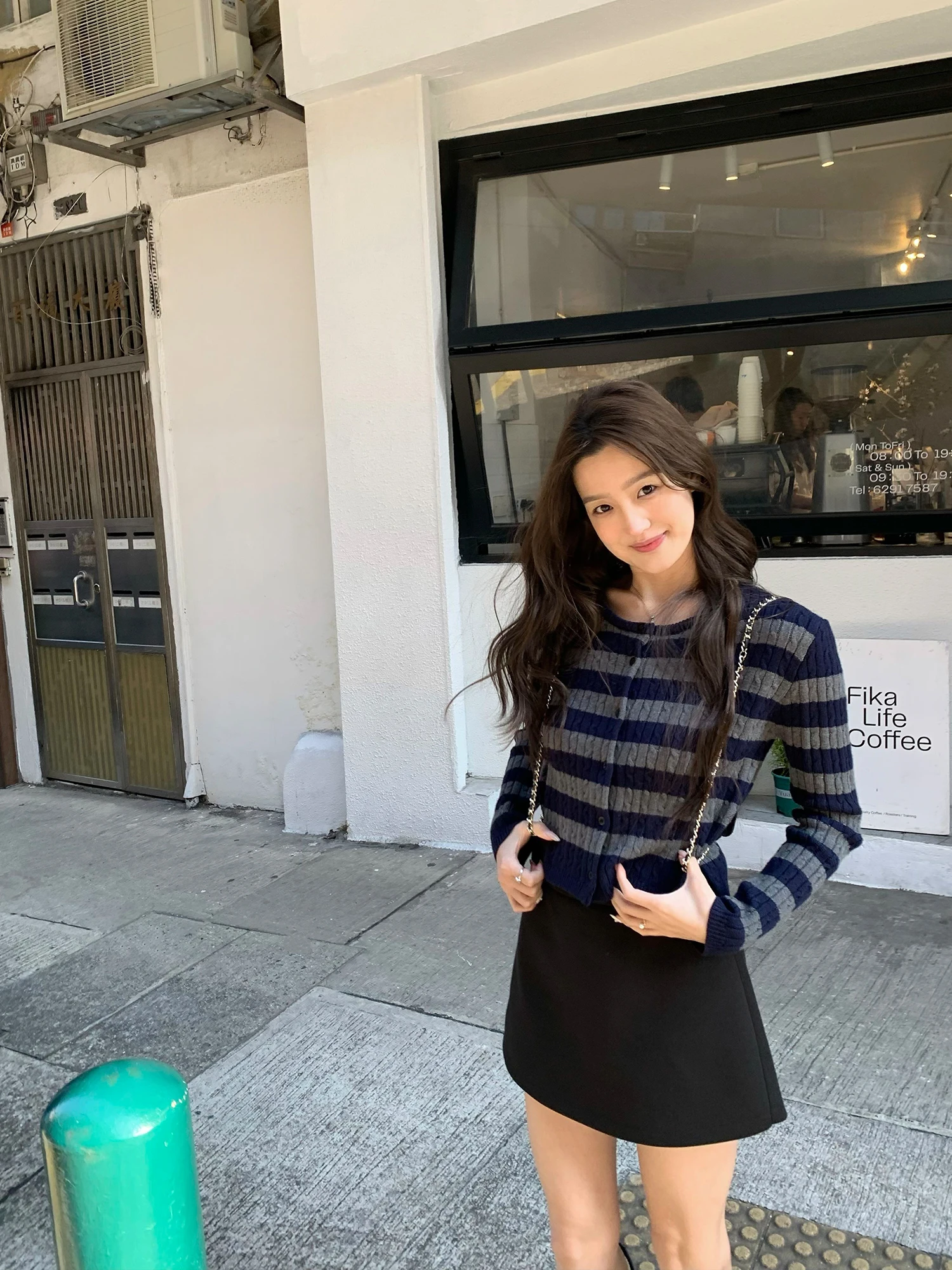 

Pusumede Reine times Retro Striped round Ne Knitted Open Cardigan Women Casual Long Sve Base irt Slim Fit Spring 2026