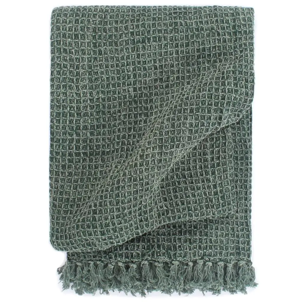 Dark Green Cotton Throw Blanket 220x250 cm - Soft & Cozy Home Decor