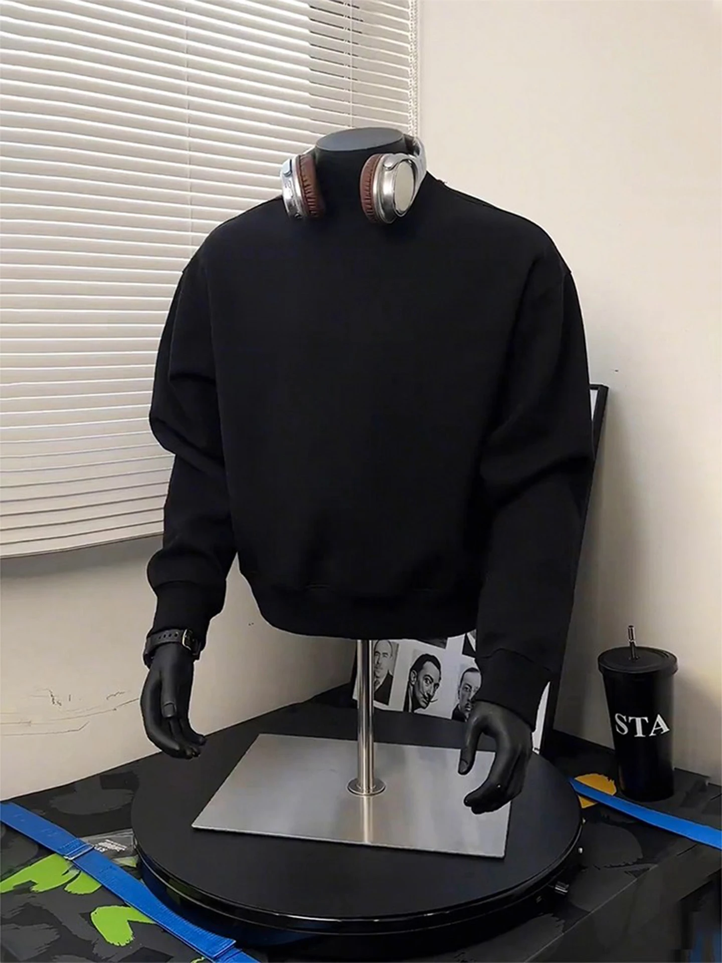 

Мужская американская толстовка с капюшоном на флисовой подкладке, черная, теплая, для зимы, базовый слой, повседневная, свободного кроя, с круглым вырезом