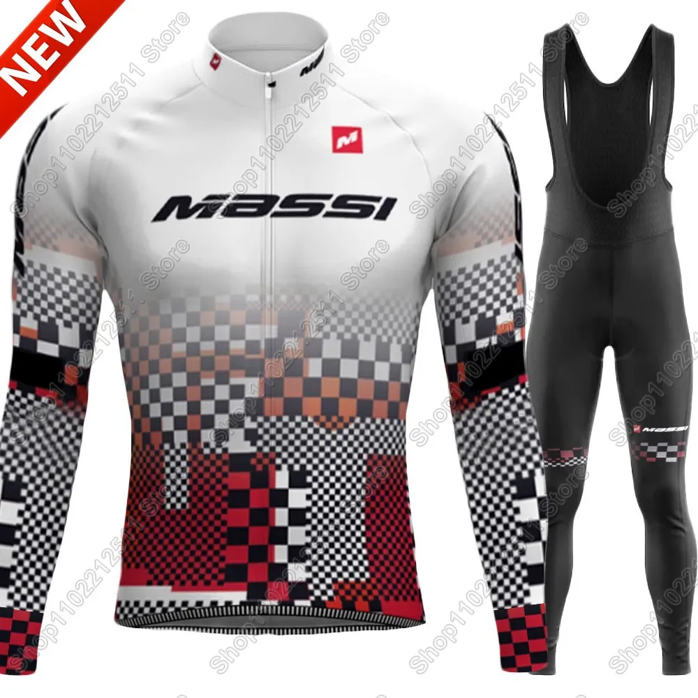 

Комплект велосипедного трикотажа Massi Team 2025 года, летняя зимняя одежда, мужские брюки с длинными рукавами для горного велосипеда, шоссейные брюки, нагрудник Ropa Ciclismo