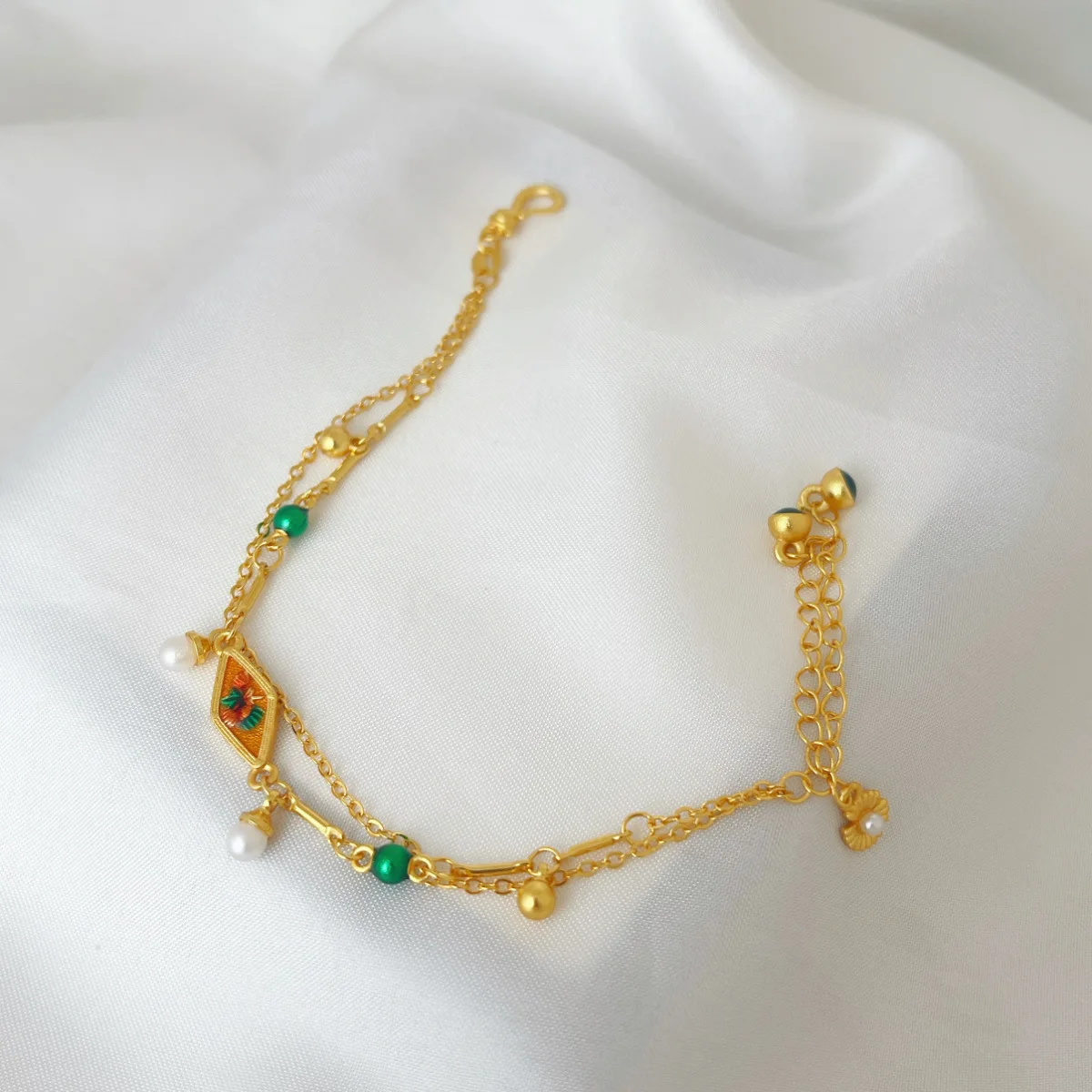 Pomegranate Flower Double-layer AB Bracelet Women's 24K Gold AU999 -classic and valuable, delicate daily ornament