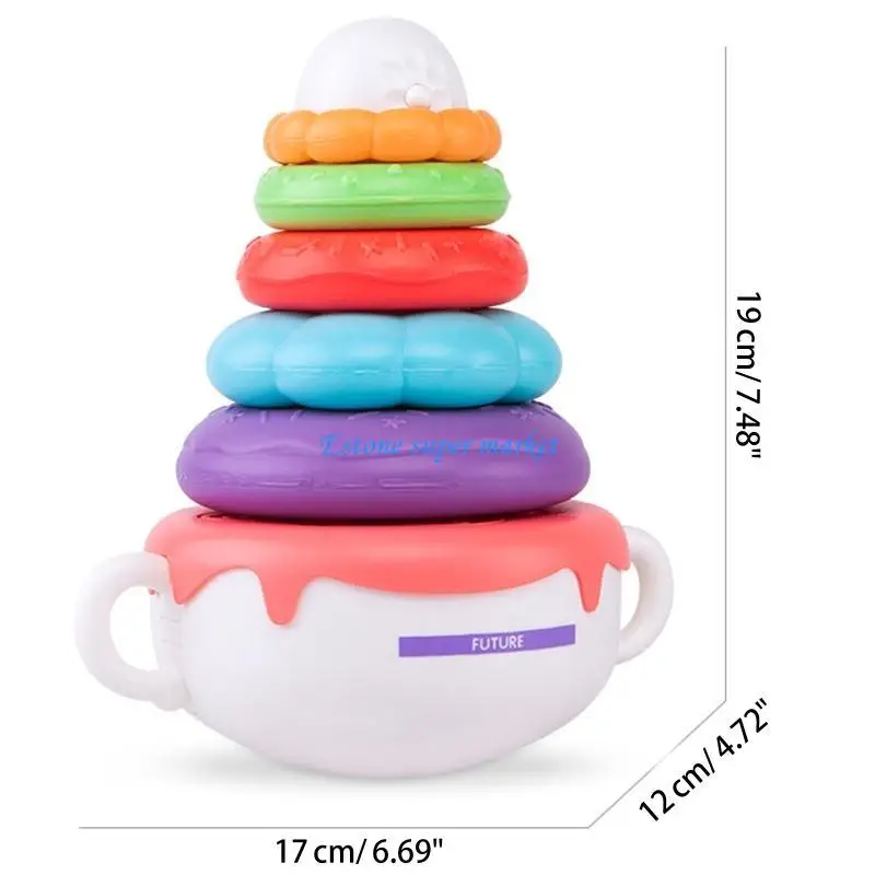 090B スタッキングネスティングサークルレインボータワーソフトタンブラーリングスタッカーおしゃぶりスクイーズ 早期教育学習用