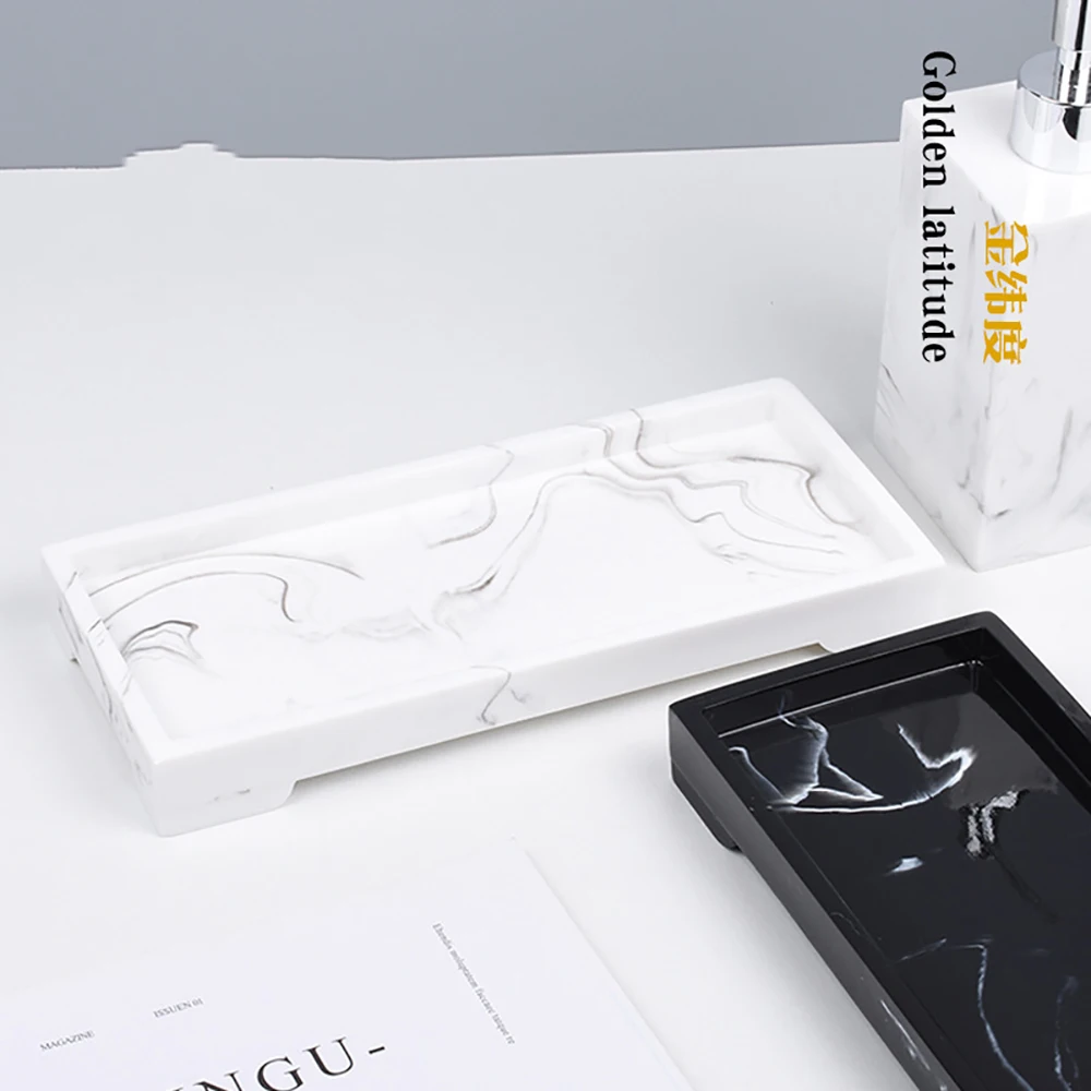 Nordic Imitation Marble Resin Tray Bathroom Storage Tray Rectangular Jewelry Storage Tray Kithen Tray Dish Dispenser Home Decor