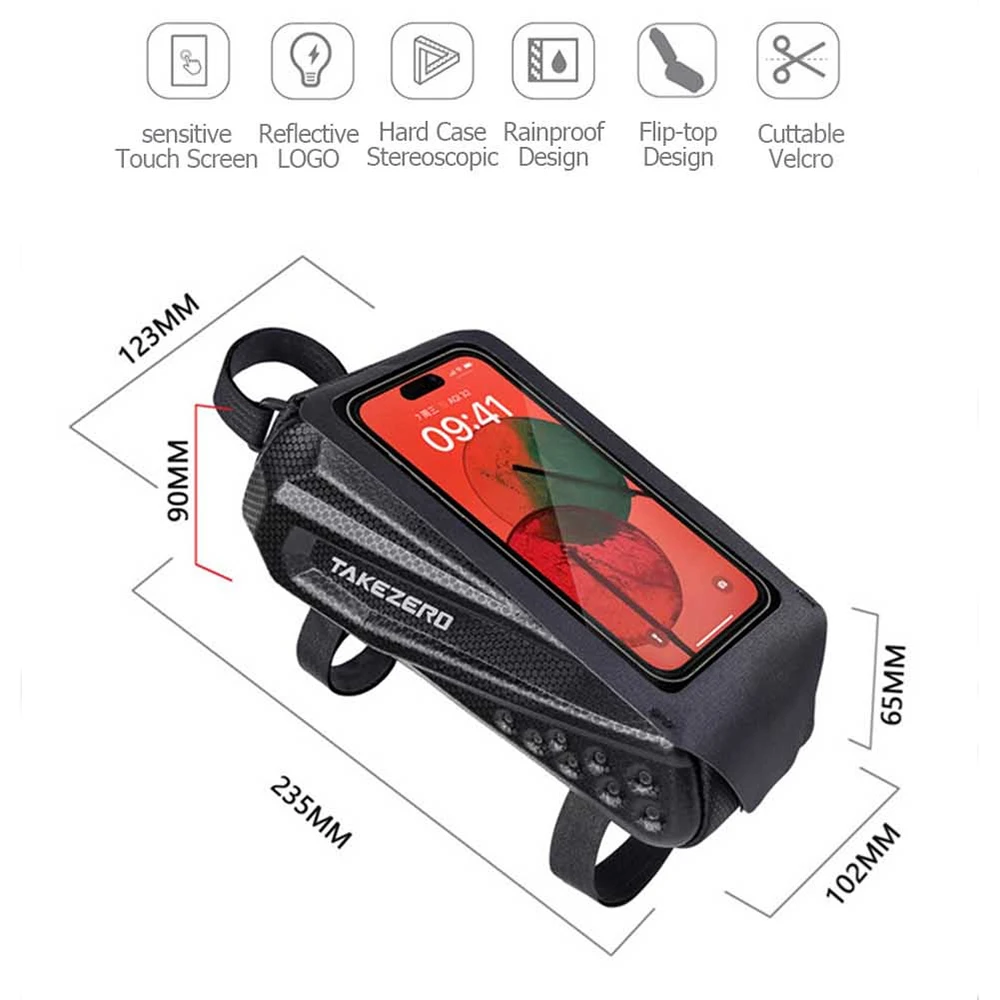 مقاومة للماء شاشة تعمل باللمس لركوب الدراجات ، إطار أنبوب أمامي علوي ، حقيبة دراجة الطريق MTB ، حقيبة-2 لتر ، ملحقات الدراجات #6