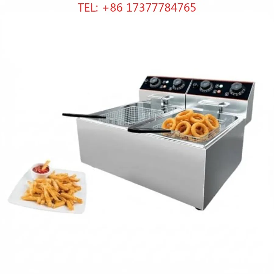 16.8 QT Commercial Deep Fryer Stainless Steel Countertop  Deep Fryer with Basket Individual Control