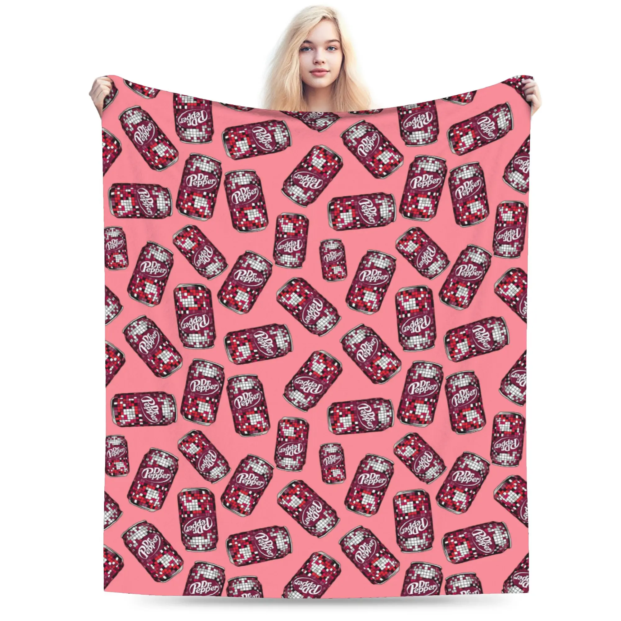 Custom Unique Peppers Print Blanket Warm Fleece Soft Flannel Vintage Dr. Soda Est Throw Blankets for Bedding Couch Office Autumn