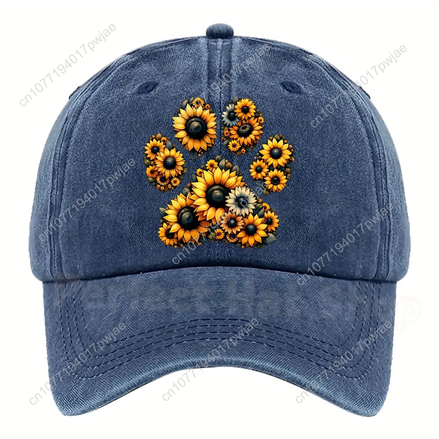 หมวกเบสบอลลายดอกทานตะวันแบบปรับได้ - น้ำหนักเบา ซักด้วยเครื่องได้ ผ้าฝ้าย มีหลายสีให้เลือกสำหรับสวมใส่ลำลอง