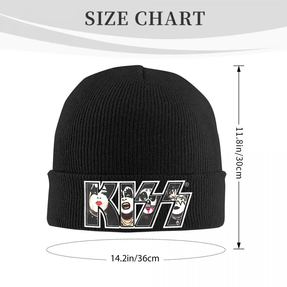 Kiss The Band Logo With Members Knitted Hat Beanies Winter Hat Warm Street Kiss Fan Art Kiss Band Music Caps for Men Women