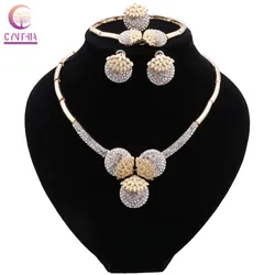 CYNTHIA Dubai Gold Plated Jewelry Sets Elegant Women Necklace Ring Bracelet Jewelry Luxury Bride Wedding Party Accessories