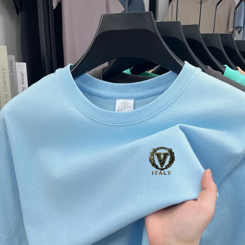 

Лидер продаж, роскошная качественная мужская футболка с круглым вырезом и коротким рукавом, летнее новое поступление, вентилируемая спортивная универсальная мужская одежда с буквенным принтом