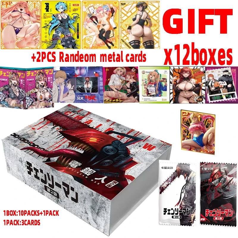 

Wholesale 12/24/36boxes Chainsaw Man Card Makima &power metal Cards Rare Lsp Collection Cards Birthday Gift Game Card Table Toy