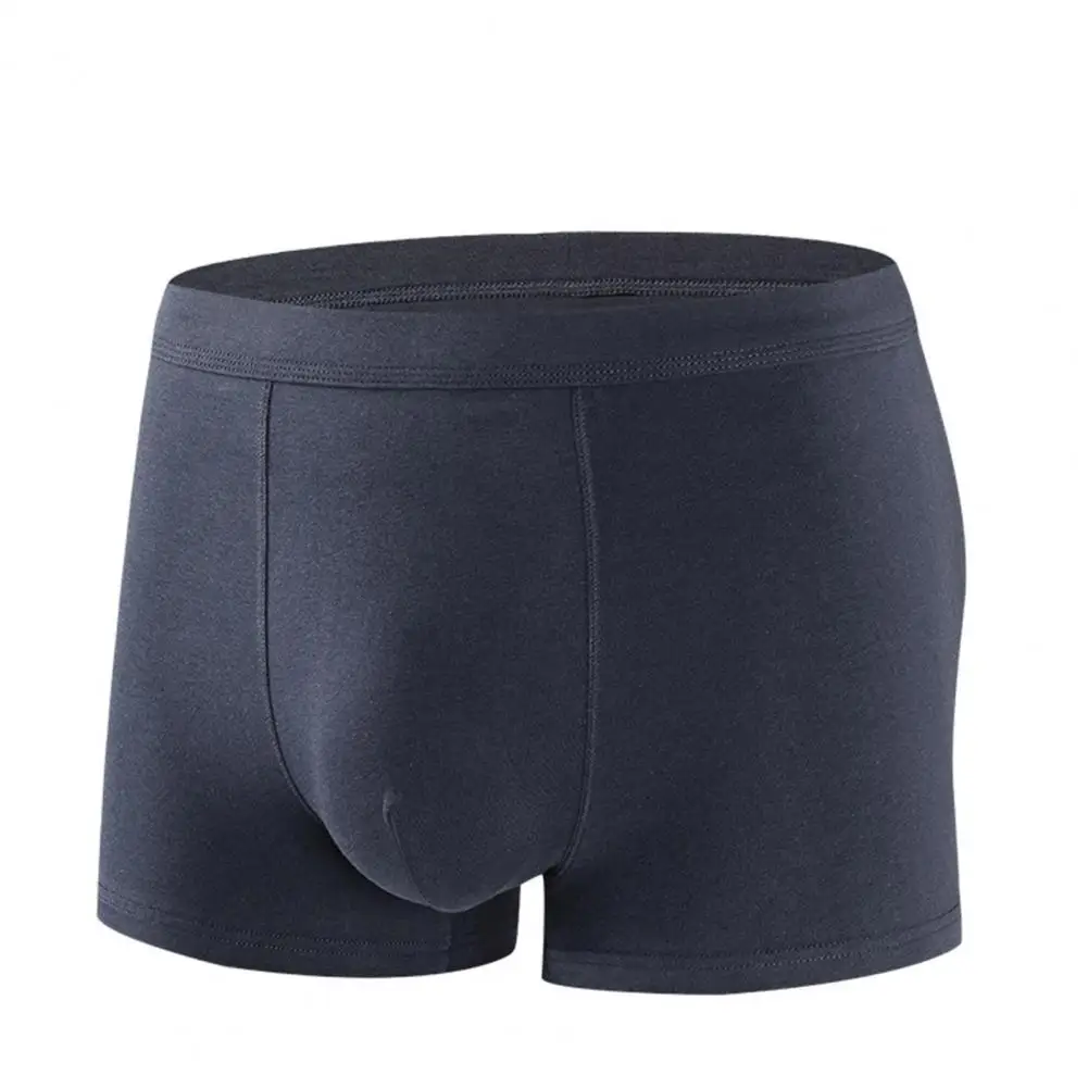 Men Boxer Underwear Mid-rise Elastic Waist U-Convex Shorts Panties Solid Color Breathable Smooth Lines Quick Drying Underwear