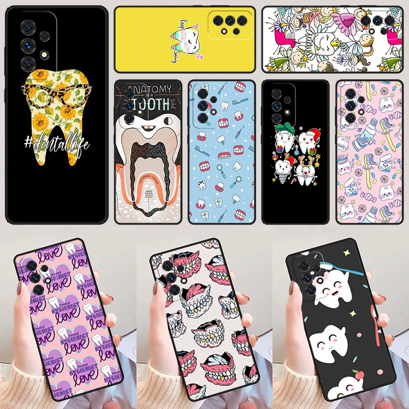 Cartoon Dentist Dental Teeth For Samsung Galaxy A52 A72 A73 A20e A21S A50 A70 A11 A12 A42 A31 A40 A51 A71 A32 A80 A91 Phone Case