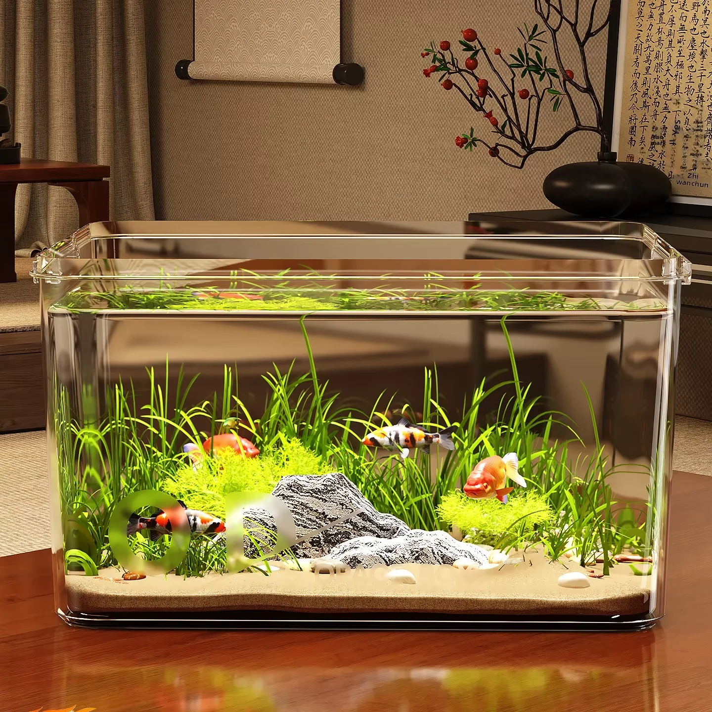 

Modern Small Household Fish Tank New Square Snapdragon Turtle Breeding Ecological Tank New Small Tabletop Aquarium Accessories