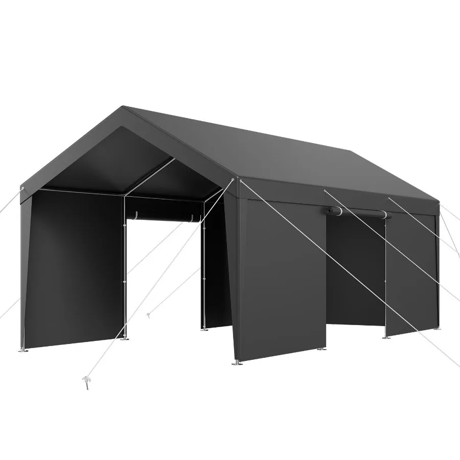 

Carport Car Canopy 12x20FT Heavy Duty Outdoor Car Shelter with Sidewalls White