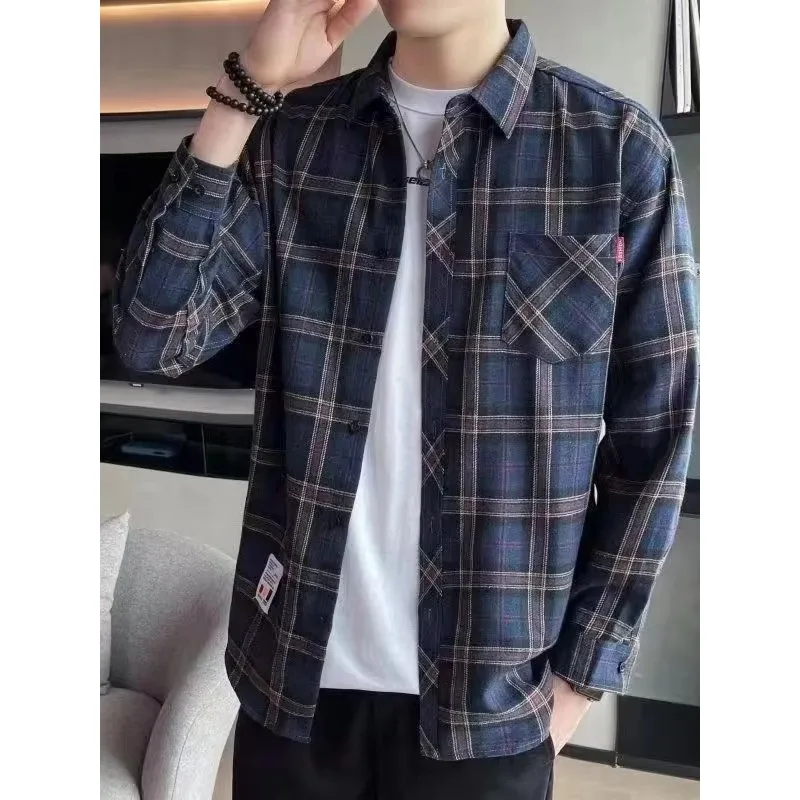 Durable Men's Casual Long Sleeve Shirt Cotton Workwear Vintage Japanese Style Summer Lightweight, Resistant to Shrinkage and