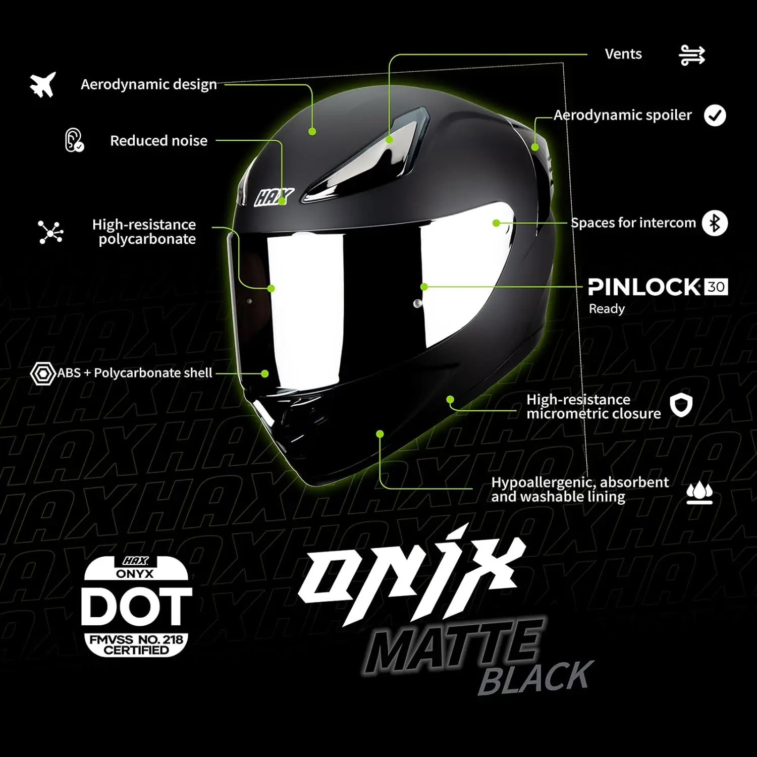 Kaski motocyklowe Onix Full Face dla mężczyzn, kaski motocyklowe z mocowaniem Pinlock, z certyfikatem DOT, wygodny krój.