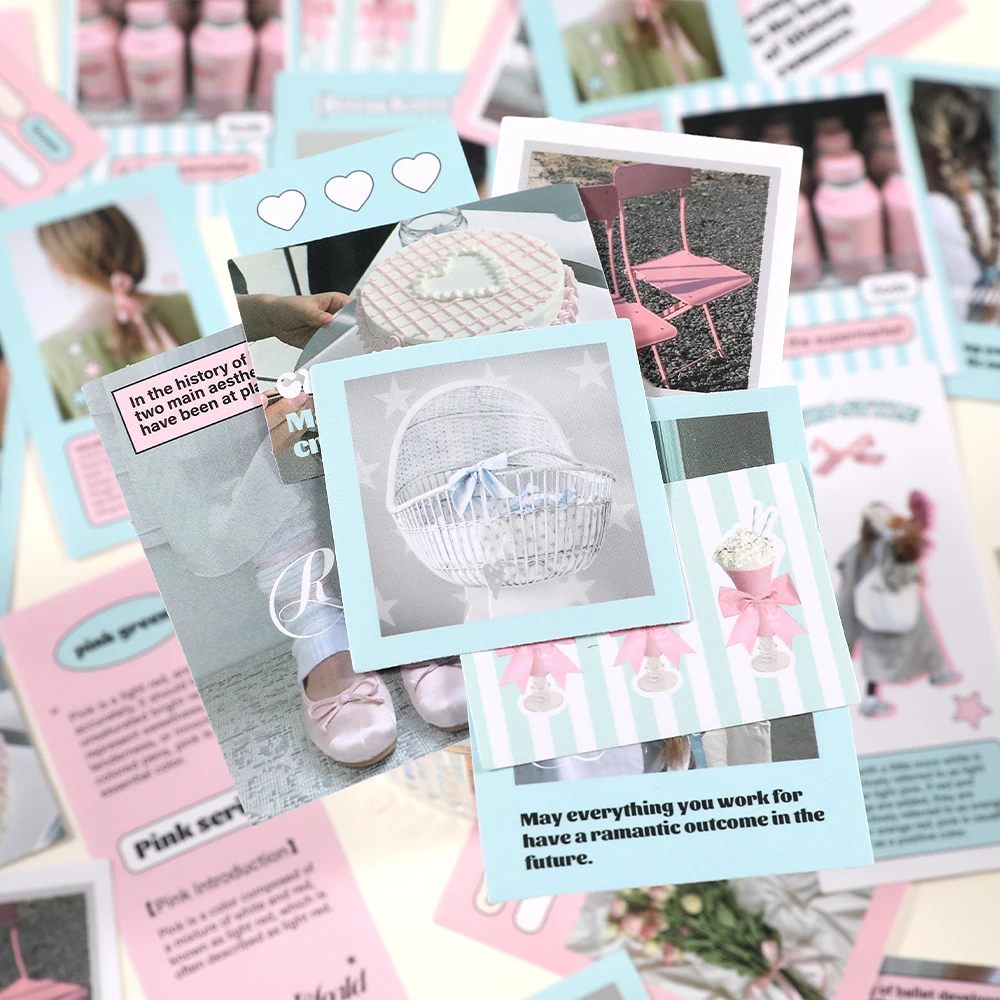 1Bag Cute Romantic Girls Diary Sticker Set Pink Blue Bow Text Photo Stickers For Junk Journal Scrapbooking Planner Decor