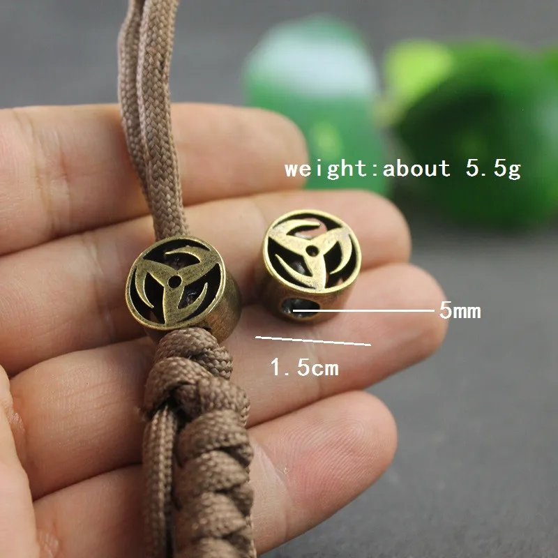 Brass Wind and Fire wheel Knife Bead EDC Outdoor DIY Paracord Accessories Woven Bracelet Charm Lanyard Pendant Hanging Jewelry