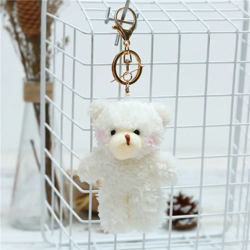 Kawaii 11cm Soft Teddy Bear Keychain Plush Rabbit Pendant Keychain DIY Trinket Kids Stuffed Animal Toys Bag Car Accessories