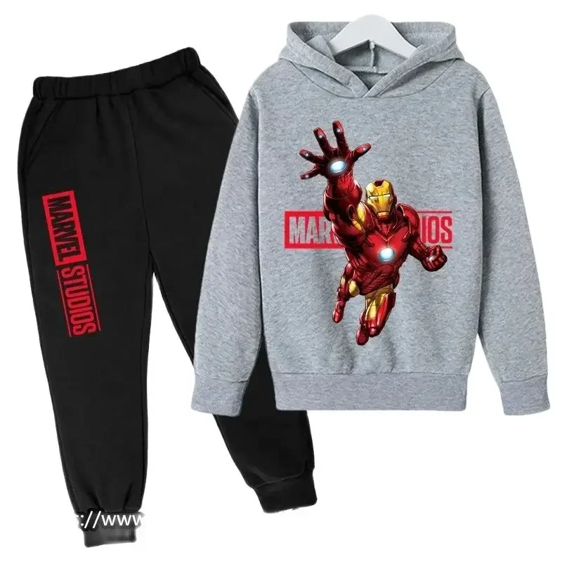 Avengers Iron Man Kids Hoodie Set Marvel Cartoon Boys Girls Spring Autumn Hooded Toddler Long Sleeve Clothes Casual Coat