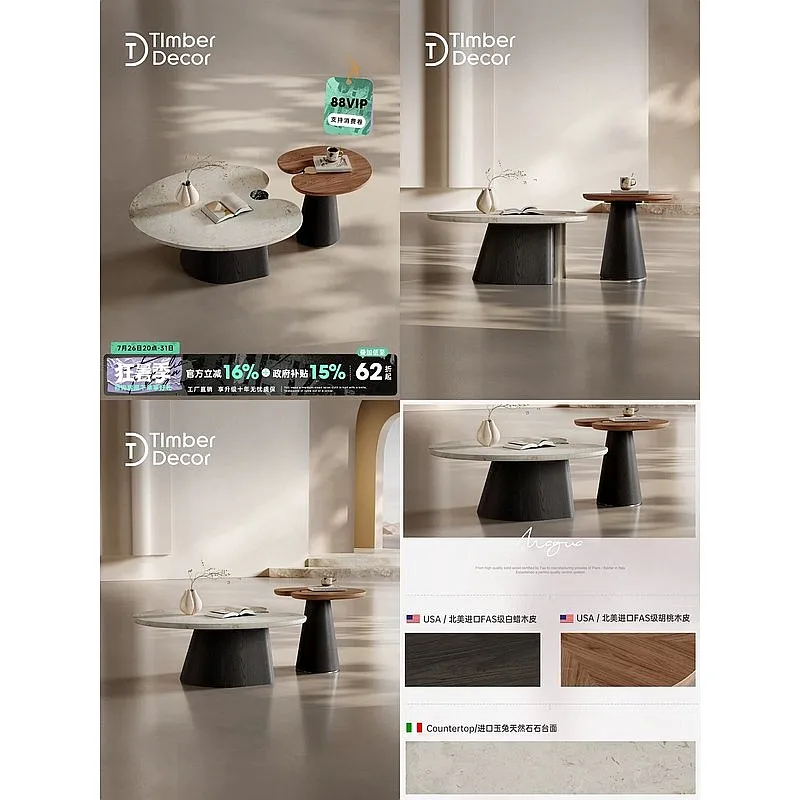 Italian Minimalist Irregular Natural Stone Coffee Table Set 2026 New Luxury Living Room Villa Home