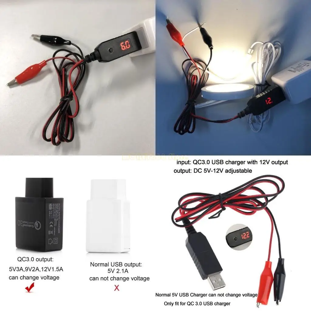 F62C QC3.0 USB Charging Cable 5V 6V 8.4V 12V Power Supply Router Adapter Module Converter Wire Replace 4-8pcs AA AAA Battery