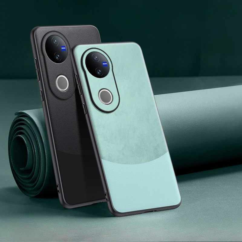 

Case For VIVO V50 V40 Luxury Leather Contrast Soft Edge Cover For VIVO V50 V 40 Anti-drop Shockproof Bumper Funda