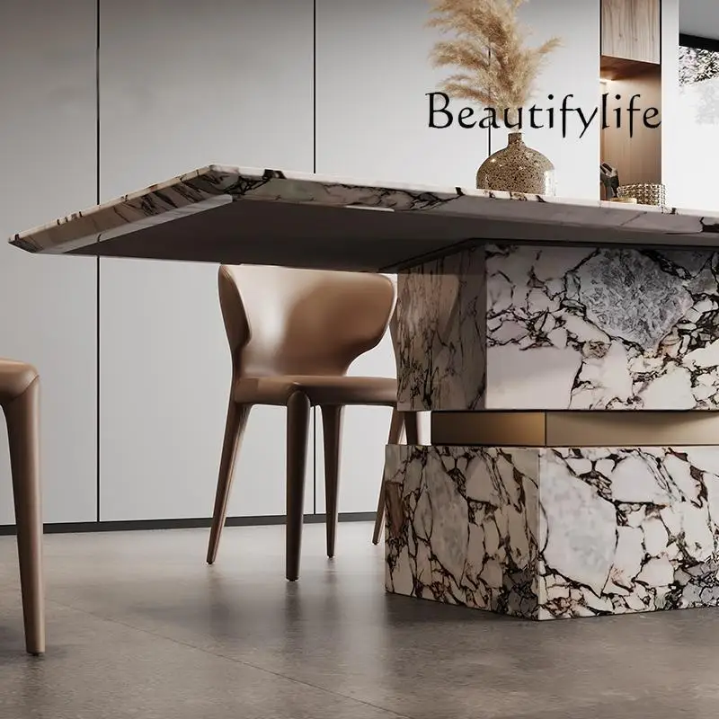 이탈리아 럭셔리 대리석 식탁 세트 - 포스트모던 직사각형 테이블 및 의자, ENF 에코 맞춤 디자이너 식탁