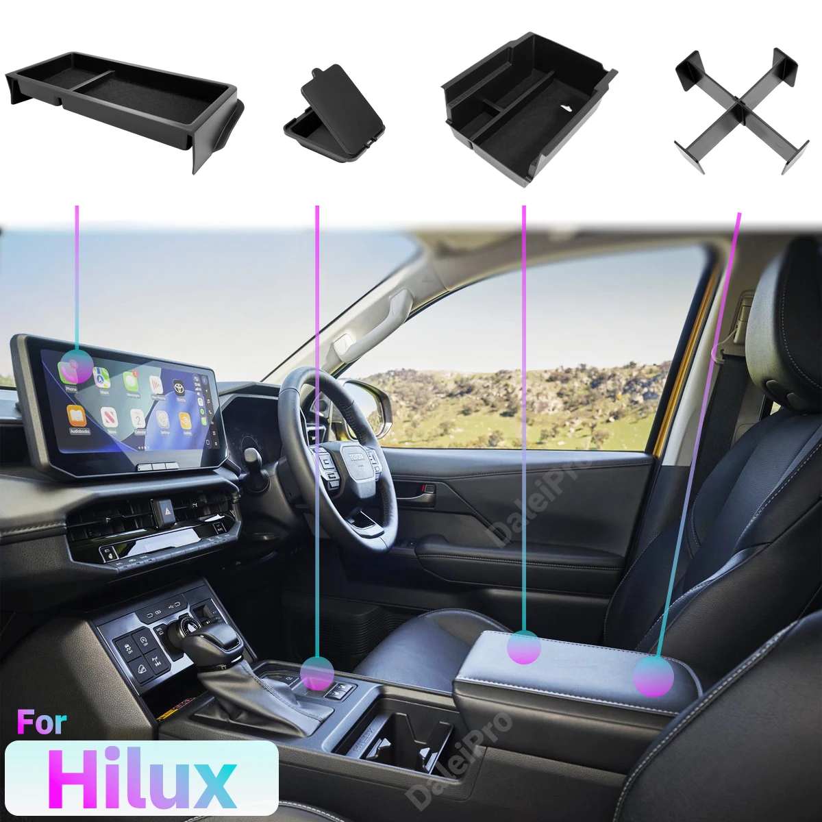 For Toyota HiLux 2027 2026 Car Storage Box Center Console Storage Box Armrest Storage Box Easy Clean Space Expander Accessories
