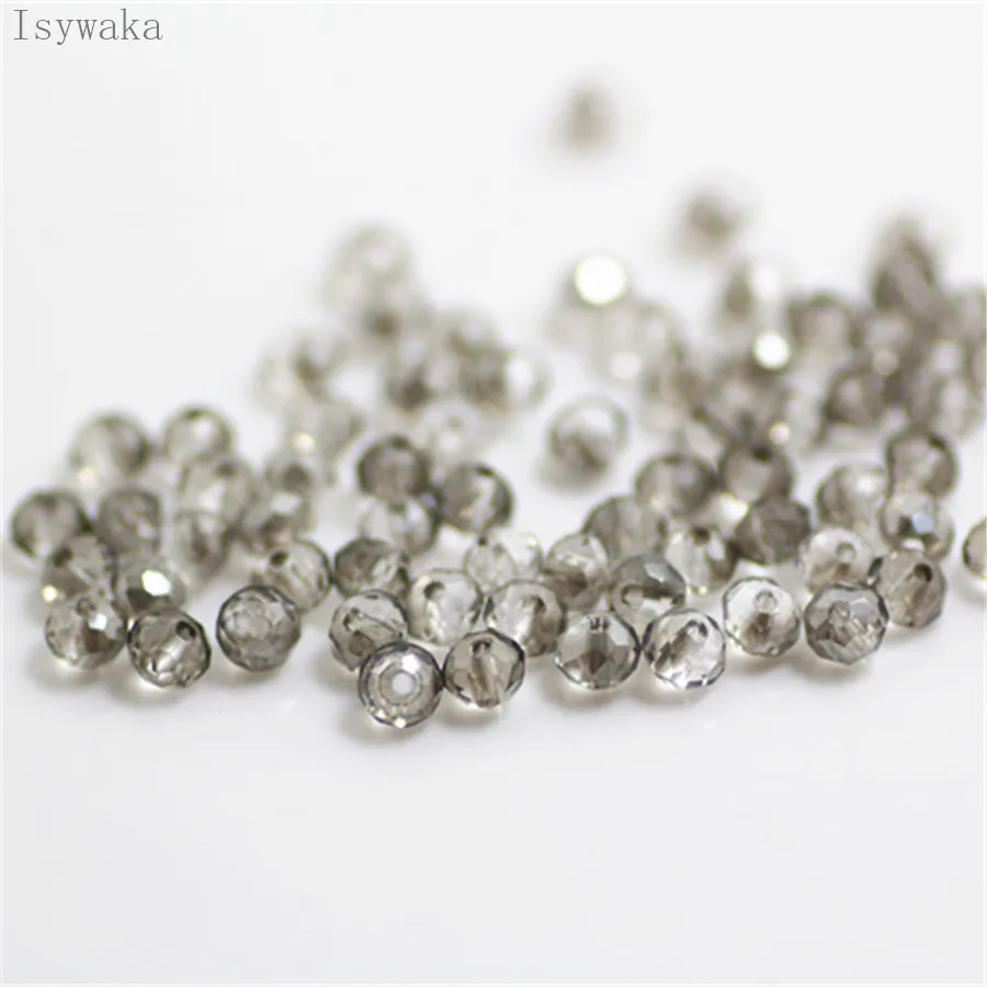 Isywaka Gray Colors 3x4mm 125pcs Rondelle Austria faceted Crystal Glass Beads Loose Spacer Round Beads Jewelry Making