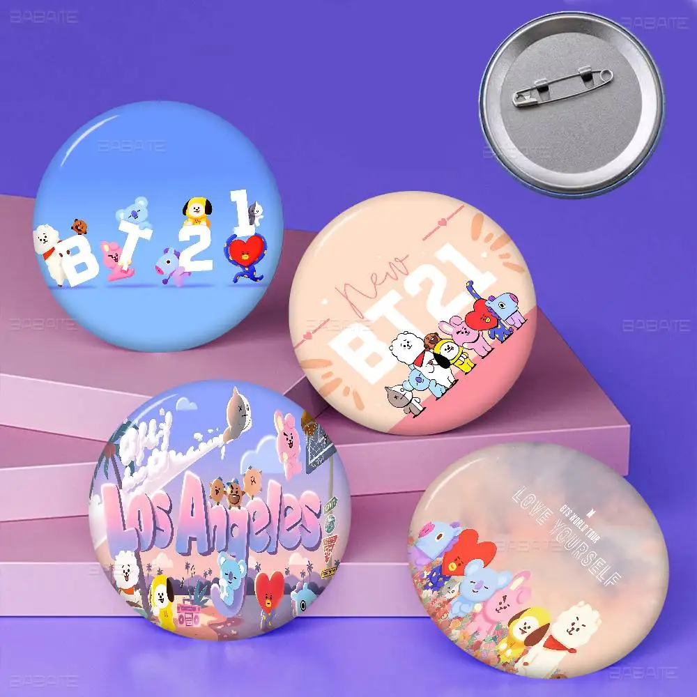 Cute Cartoon-A-bt-21S Soft Button Pin Bright Printed Icon Gift For Friends Badge Collar Brooch Lapel Pin Metal
